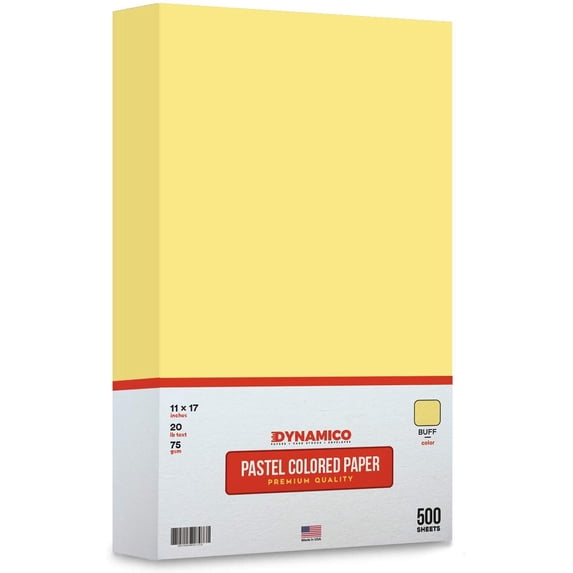 Buff 11 x 17" Pastel Light Color Regular Paper, Big Size Colored Lightweight Papers | 1 Ream of 500 Sheets