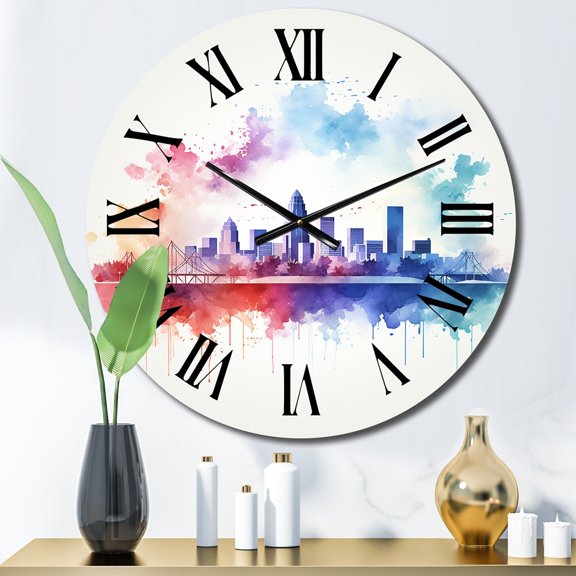 Designart "modern Sacramento City Skyline" Abstract Oversized Wall Clock