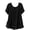 Black, variant on Women's Linen Short Sleeve Two-Layer Shirt, Casual Crewneck Cute Flowy Frill Hem Blouse Tops for Spring Summer Beach Vacation, Daily Outings and Casual Wear-Yellow