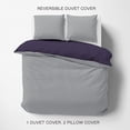thumbnail image 2 of Reversible Duvet Cover 5 Piece Set, 100% Egyptian Cotton, 400 Thread Count Quilt Case Comforter Cover, Easy Care, Extra Soft and Luxury, King Size -Light Gray & Navy Blue Solid., 2 of 4