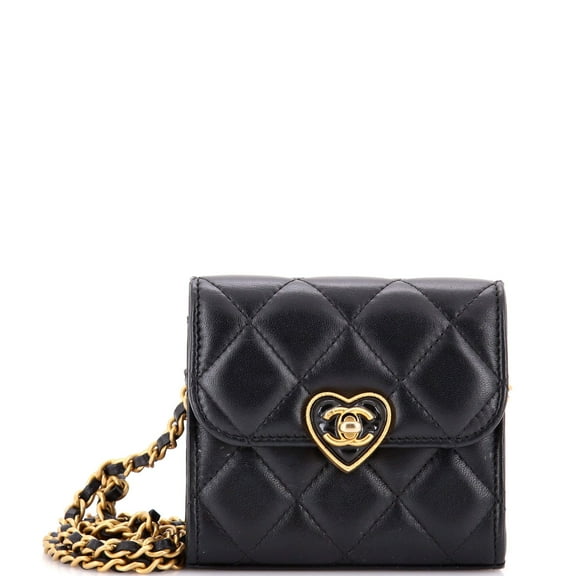Pre-Owned Coco Love CC Heart Clutch with Chain Quilted Lambskin Mini By Rebag