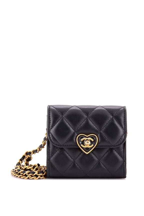 Pre-Owned Coco Love CC Heart Clutch with Chain Quilted Lambskin Mini By Rebag