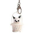 thumbnail image 5 of Precioso llavero con colgante de gato de peluche, bonito anillo de metal, bolsa, adorno para coche (verde), 5 of 5