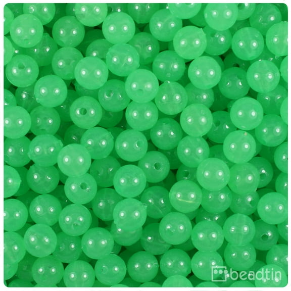 BeadTin Green Glow 8mm Round Craft Beads (300pcs)