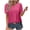 Hot Pink, variant on Women Hollow Out Puff Sleeve Blouse Casual Boho Beach Vacation Loose Round Neck Summer Tops, Hot Pink XXL