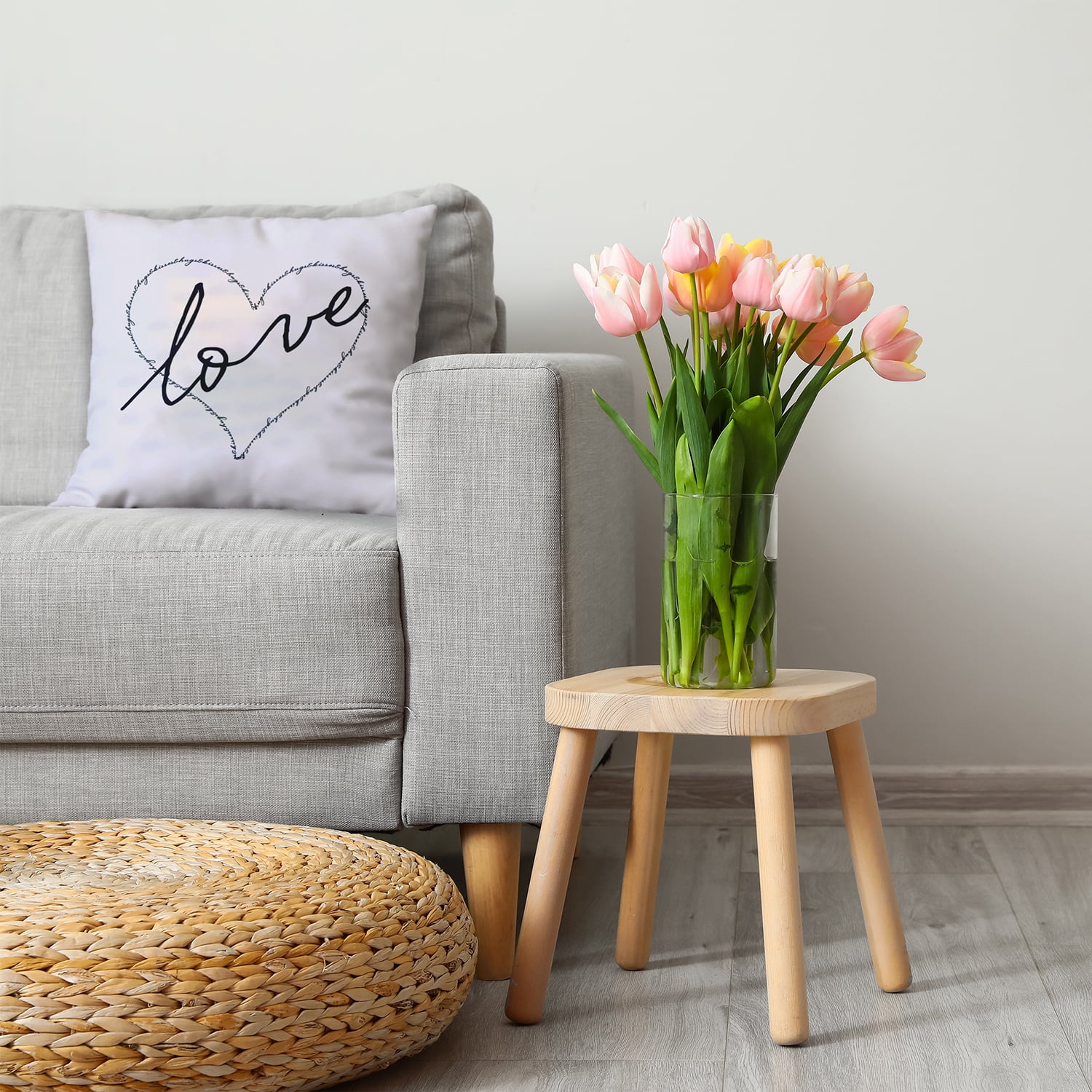 26"x26" Simply Daisy Valentines Love, Hugs & Kisses Poly Accent Pillow, Black-White Qty 1