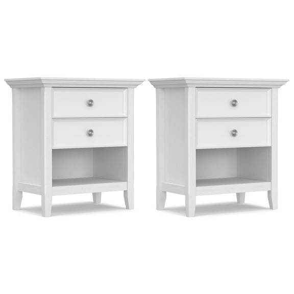 Amherst 24 inch Solid Wood Traditional Bedside Table in White (Set of 2)