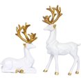 thumbnail image 1 of 2 Styels 3d Geometric Deers Statues White Reindeer Sculptures With Antlers Figurine Decoration Home Office Table Ornament, 1 of 4