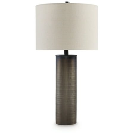 Signature Design by Ashley Dingerly Contemporary 28.25 Inch Glass Table Lamp  Brown & Beige