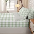 thumbnail image 5 of Manfei Geometric Check Zipper Twin Comforter Sets with Fitted Sheet and 2 Pillowcases,Classic Plaid Zipper Bedding Set,Green,Light Gray Reversible,4pcs, 5 of 8