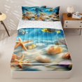 thumbnail image 3 of Homewish Marine Starfish Shell Zipper Twin Comforter Sets with Fitted Sheet and 2 Pillowcases for Teens,Boys Girls Blue Underwater World Zipper Bedding Set,4-Piece, 3 of 6