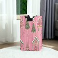 thumbnail image 6 of Yayeee Freestanding Laundry Hamper with Handle Collapsible Large Storage Basket for Clothes, Pink Gingerbread House, 6 of 7