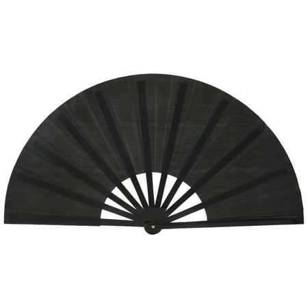 

2 Pieces Large Folding Fan Nylon Cloth Handheld Folding Fan Chinese Kung Tai Fan Black Decoration Fold Hand Fan For Party Favors