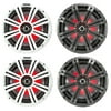 Kicker 45KM84L 8-Inch Marine Coaxial Speakers, Black and White Grilles (4 Pack)
