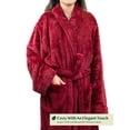 thumbnail image 2 of PAVILIA Premium Womens Plush Soft Robe Fluffy, Warm, Fleece Sherpa Shaggy Bathrobe (S/M, Wine), 2 of 5