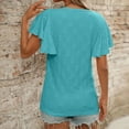 thumbnail image 6 of Womens Summer Tunic Tops Trendy Ruffle Short Sleeved Crew Neck T-Shirts Casual Flowy Classic Fit Blouses Outfit Workout Clothes, 6 of 8