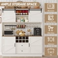 thumbnail image 3 of Chvans Farmhouse Coffee Bar Cabinet with Hutch, Wine Rack, Pegboard, 75" Tall Kitchen Storage Buffet Cabinet with Power Outlet & 4 Sliding Barn Doors for Kitchen Dining Room,White, 3 of 13