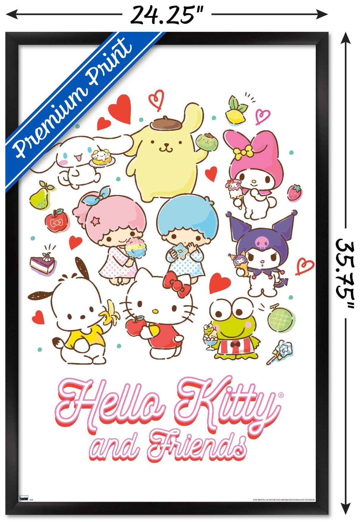 Hello Kitty and Friends - Kawaii Favorite Flavors Wall Poster, 22.375" x 34" Framed