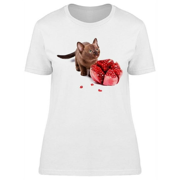 Tiny Cat With Granade Fruit T-Shirt Women -Image by Shutterstock, Female Small