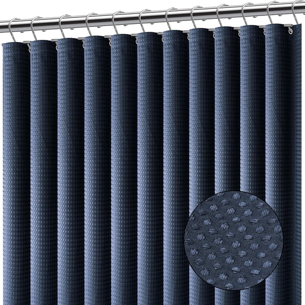 Clara Clark Cortina de ducha azul marino – Cortinas de ducha impermeables para baño, cortina de ducha de tela tipo gofre, cortina de baño resistente, cortina de ducha de tela de 72 x 72, cortina de du