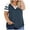 Navy, variant on Casual T Shirts for Women Plus Size V Neck Color Blocked Short Sleeved Loose Shirt Tops Summer Fashion Tees
