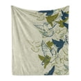 thumbnail image 1 of Birds Soft Flannel Fleece Blanket, Original Colored Image of a Flock Flying Pigeons in the Sky Wings Future Theme, Cozy Plush for Indoor and Outdoor Use, 70" x 90", Green Teal Cream, by Ambesonne, 1 of 6