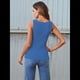 thumbnail image 5 of Camiseta Sin Mangas de Punto Acanalado Informal con Cuello Cuadrado de Verano para Mujer, Azul, Talla M, 5 of 6