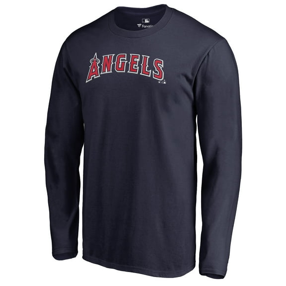 Men's Navy Los Angeles Angels Team Wordmark Long Sleeve T-Shirt