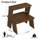 thumbnail image 2 of Mesa de madera de 2 niveles con acabado natural - construcción de madera de goma sólida, 2 of 5