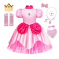 thumbnail image 3 of Vestido de princesa melocotón para niña, disfraz de Halloween, ropa de actuación de escenario para niños, trajes de fiesta de Carnaval de cumpleaños, 3 of 5