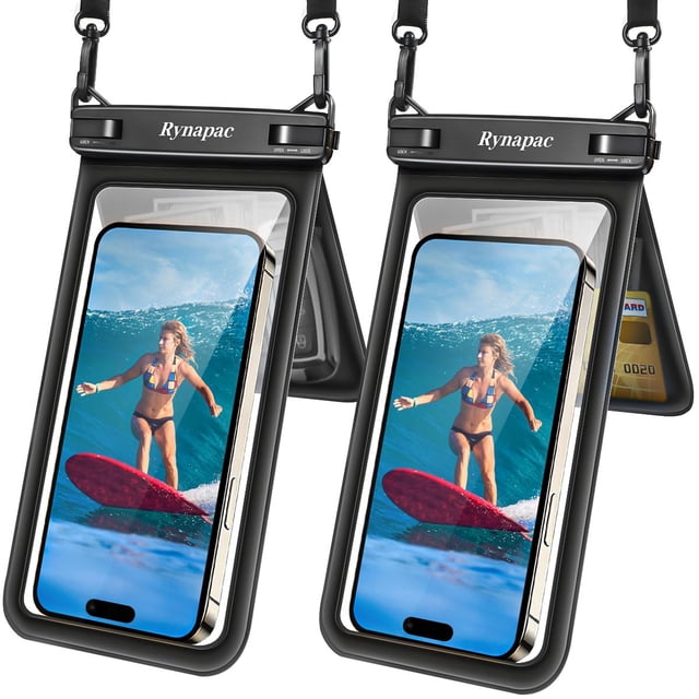 Funda impermeable para teléfono Rynapac Double Space, paquete de 2 unidades para iPhone 15 Pro Max Galaxy S23 Pixel 7a