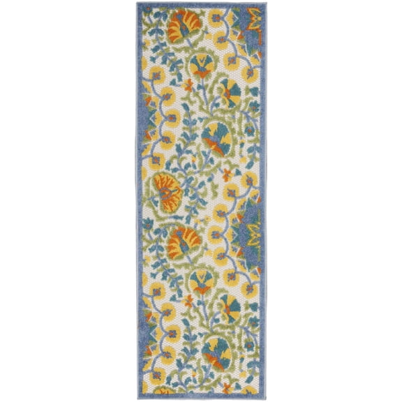 Nourison Aloha Bold Floral Flatweave High-Low Indoor Outdoor Runner Rug Multicolor 2' x 6'