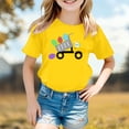 thumbnail image 2 of VNKIDY Boys Girls Easter T-Shirts Unisex Kids Easter Cartoon Truck Graphic Prints Tees Short Sleeve Crewneck Top For Casual Daily Holiday Outdoor Wear Leisure Top Yellow 3-4 Years, 2 of 4