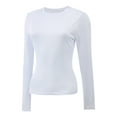 thumbnail image 3 of Women's Long Sleeve T-shirts Crew Neck Slim Fit Layered Crop Tops Soft Basic Tee, 3 of 5