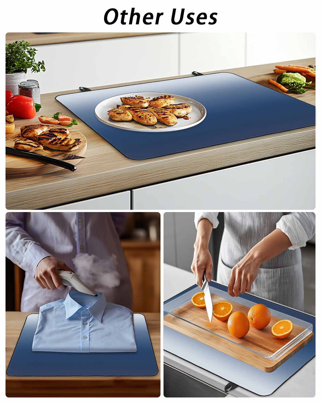 Stove Top Covers for Electric Stove, Navy Blue Ombre Glass Stovetop Cover Protector, Modern Abstract Art Gradient Aesthetics Induction Cooktop Protector Oven Mat for Kitchen Countertop 24"x21"