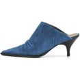 thumbnail image 2 of YDN Women Sexy Kitten Low Heel Mules Pumps Pointed Closed Toe Loafers Backless Slip On Sandals Suede Comfort Shoes Size 7 Blue, 2 of 4