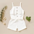 thumbnail image 2 of Toddler Baby Girl Clothes Summer Romper Cotton Solid Color Ruffles Sleeveless Short Jumpsuit Kids Summer Outfits, 2 of 8