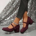 thumbnail image 7 of Women's Leather Flats Comfortable Dress Retro Soft Mary Jane Shoes (Wine 41), 7 of 7