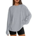 thumbnail image 2 of Tee Shirts for Women Fall Casual Long Sleeve Button Shirts Sweatshirt Top Pullover, 2 of 8