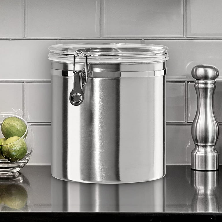 Oggi Stainless Steel 130 Oz. Canister with Clear Lid 