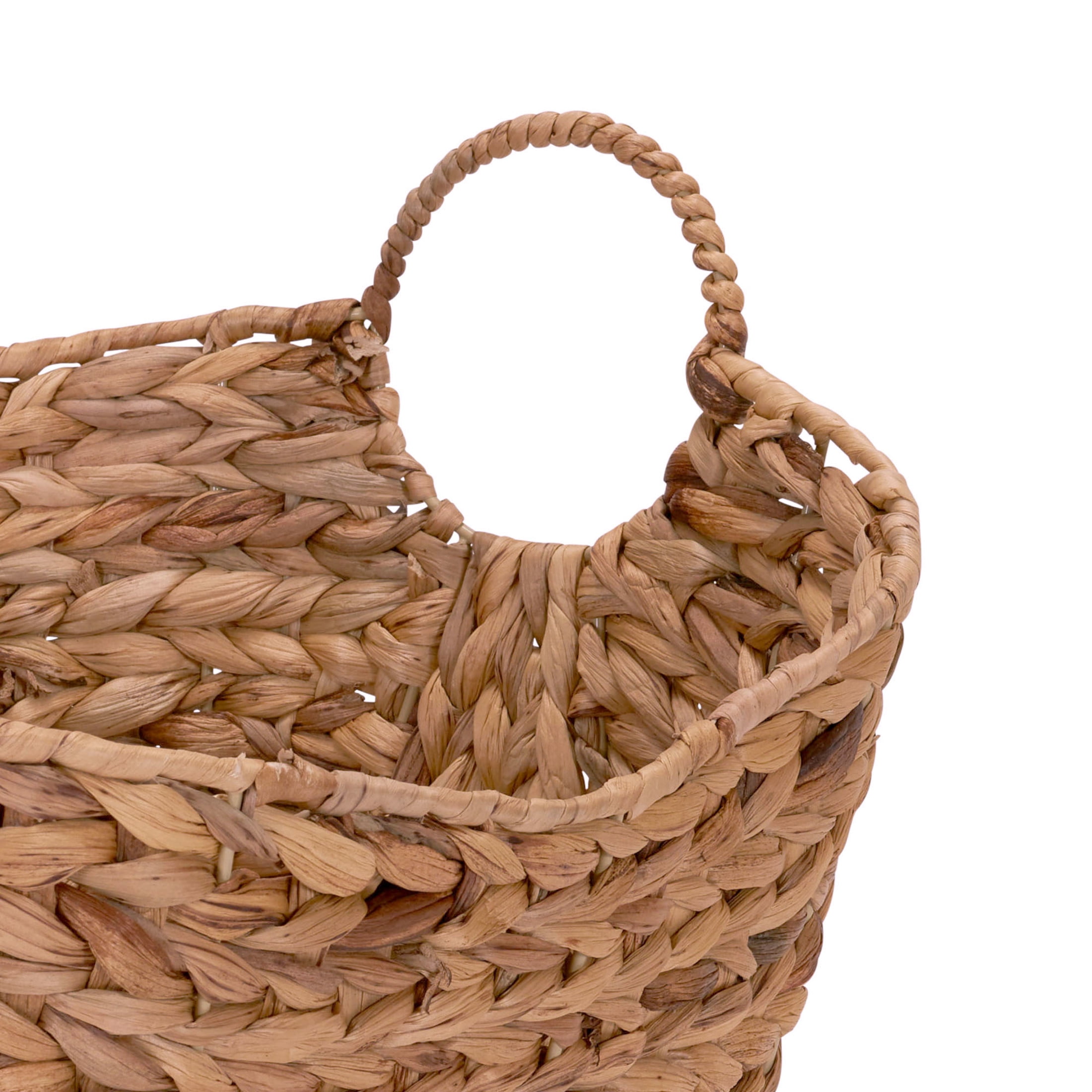 Household Essentials Water Hyacinth Basket with Handles, Natural Woven Wicker Storage Basket, Great for Decoration or Organization