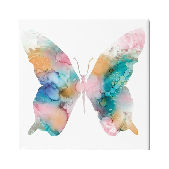 Stupell Industries Pastel Watercolor Pattern Butterfly Silhouette Painting Graphic Art Gallery Wrapped Canvas Print Wall Art, Design by Susan Jill