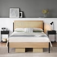 thumbnail image 2 of Eastvita Full Size Rattan Bed Frame with Headboard - Boho Style/Strong Metal Slats Support/Under-Bed Storage/Noise-Free/No Box Spring Needed, 2 of 6