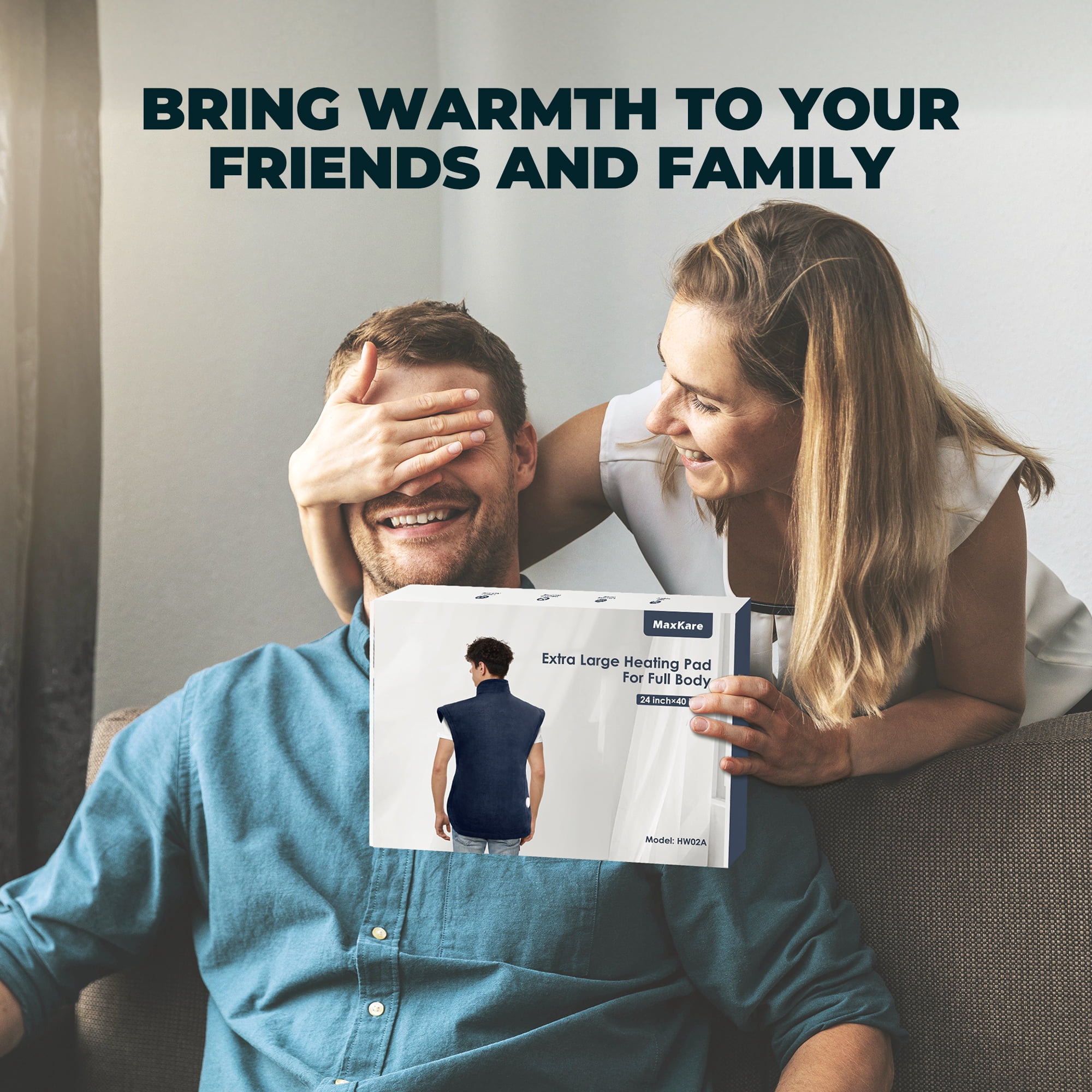 MaxKare Extra Large Flannel Heating Pad with 4 Heat Settings & Auto Shutoff for Full Body Stress Relief, Navy Blue, One Size (24"x40")