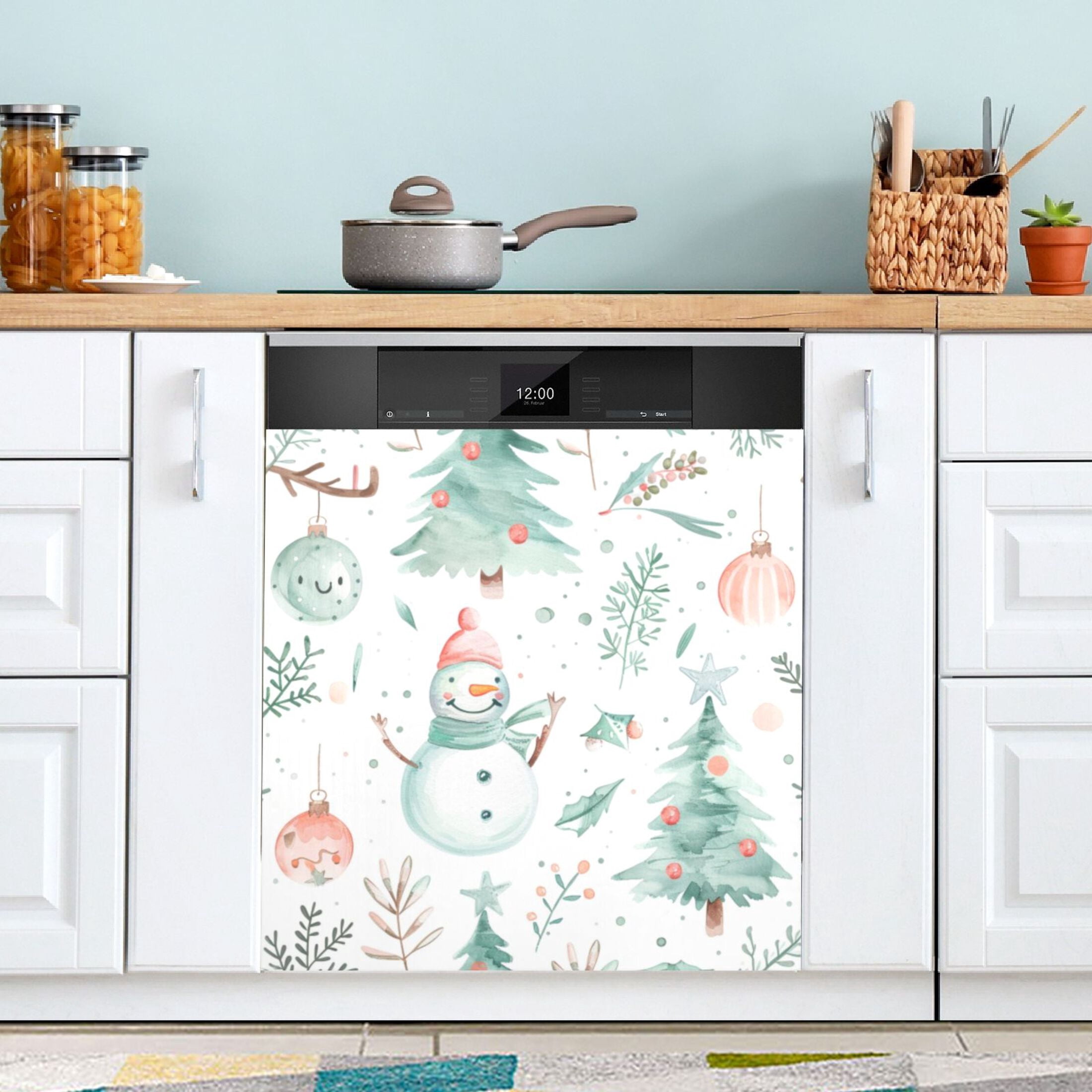 Dishwasher Magnetic Sticker 23x26 Inch Refrigerator Magnetic Sticker Washing Machine Magnetic Sticker Kitchen Panel Magnetic Sticker Home Decor Colorful Cartoon Snowman