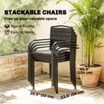 thumbnail image 3 of Set of 4 Stackable Patio Dining Chairs, All-Weather HDPE Slatted Outdoor Chairs with Armrests & Metal Frame, Black Seating for Garden, Backyard, Deck, and Balcony, 264 lbs Capacity, 3 of 7