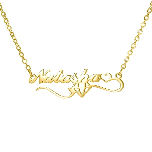Personalized Name Necklace,Custom Name Necklace Stainless Steel Jewelry Custom Diamond Heart Necklace Women Customized Gift for Her