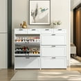 thumbnail image 4 of Ktaxon Wooden Shoe Cabinet with 3 Flip Drawers & 2 Storage Drawers for Hallway Bedroom Entryway, White, 4 of 13