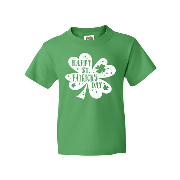 Inktastic Happy St. Patrick's Day Shamrock Silhouette in White Youth T-Shirt