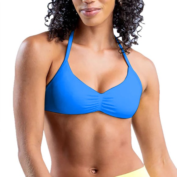 Hontri Wirefree Comfort Bra - Breathable Cotton Bralette with Removable Padding, Seamless Strapless Design for Everyday Wear (Blue | M)